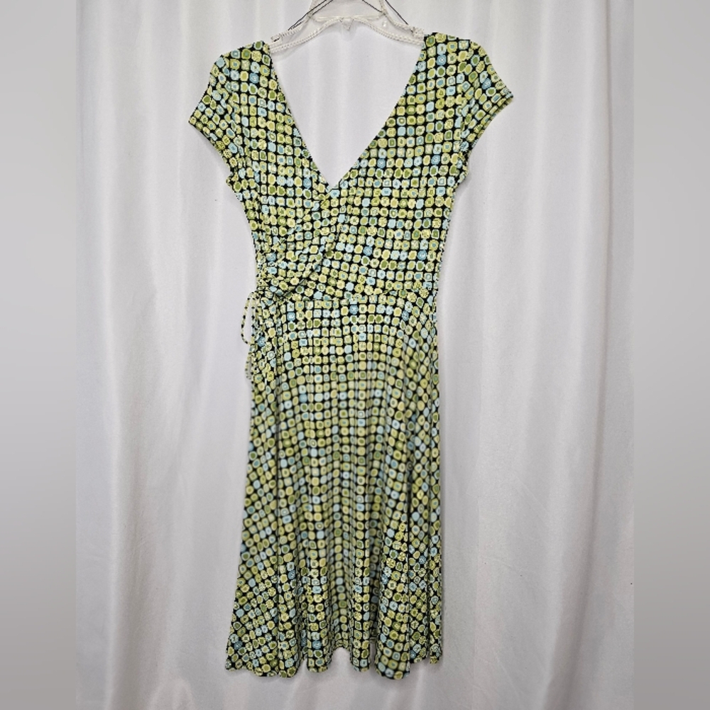 London Times Green and Yellow Patterned Midi Dress